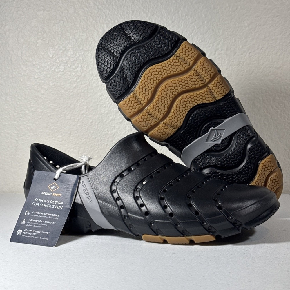 Sperry Water Strider Black Water Shoes Womens Size 7M Mens 6 Boat Slips Ons NWT